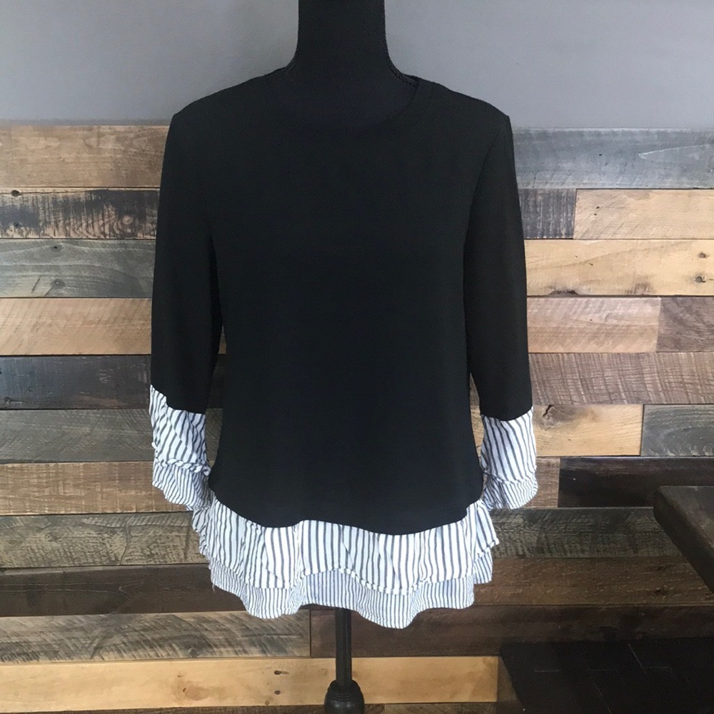 Black and White Striped Women's Top